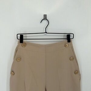 Zara Gold Button Embellished Sailor High Rise Tailored Trousers